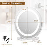 30 CM LED Light Up Round Mirror with 3 Colours and Adjustable Brightness-White