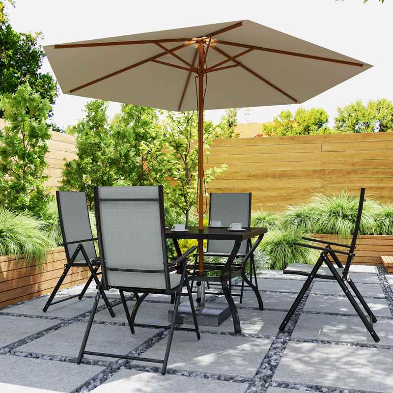 Outsunny Five-Piece Steel Frame Patio Set - Grey/Black