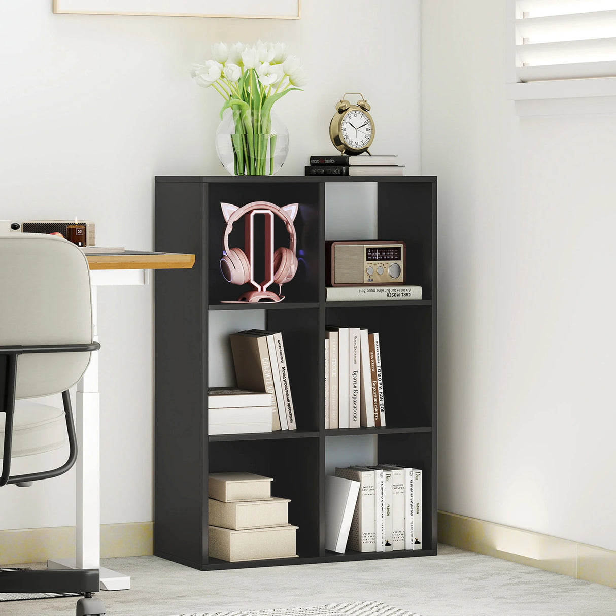 HOMCOM 6-Cube Bookshelf - Black