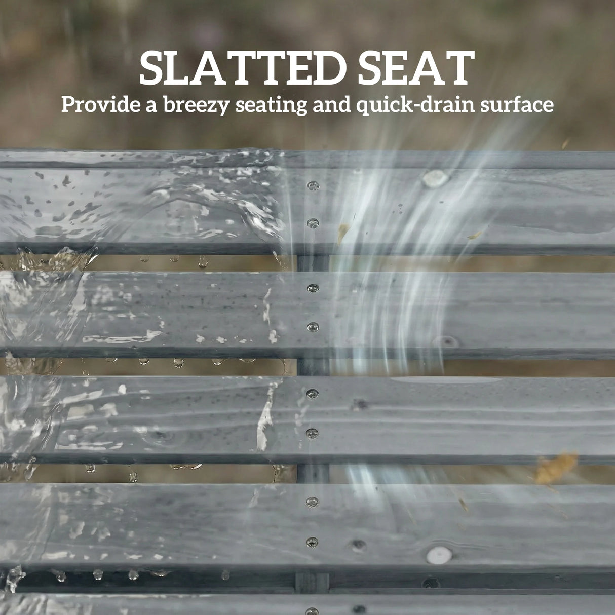 Outsunny Wooden Outdoor Bench, 2 Seater Garden Bench, Backless Patio Bench with Slatted Curved Seat, Grey Embossed Finish