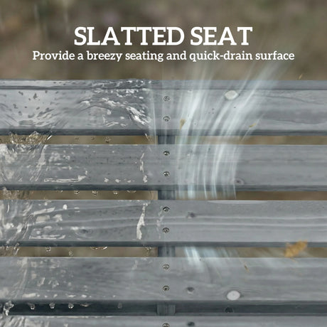 Outsunny Wooden Outdoor Bench, 2 Seater Garden Bench, Backless Patio Bench with Slatted Curved Seat, Grey Embossed Finish