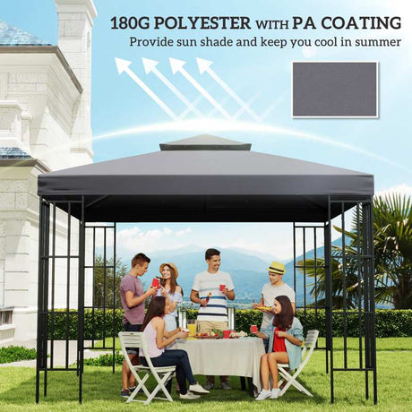 Outsunny 3(m) Gazebo Top Cover Double Tier Canopy Replacement Pavilion Roof Deep Grey