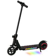 SPORTNOW Folding Electric Scooter for Kids Age 6-14 with Dual Brakes, Front Suspension, LED Colourful Lights and Display, 6.8kg Lightweight Aluminium E Scooter, Up to 14 KM/H & 6 KM, Black