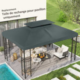 Outsunny Gazebo Roof Replacement, for 3 x 4m Frames - Grey