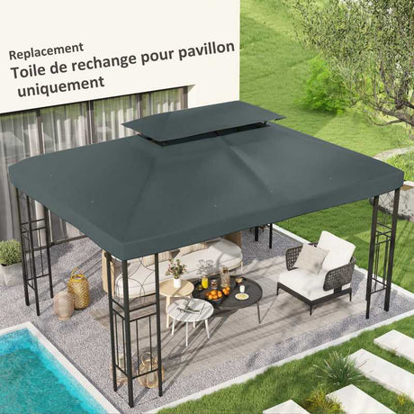 Outsunny Gazebo Roof Replacement, for 3 x 4m Frames - Grey