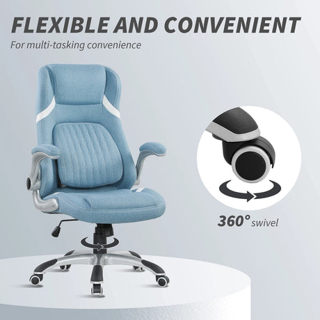 Vinsetto Linen-Look Office Chair, with Adjustable Height and Tension - Blue