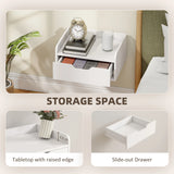 HOMCOM Floating Nightstands Set of 2, Wall Mounted Bedside Table with Drawer for Bedroom, White