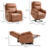 HOMCOM Faux Leather 70 Electric Riser Recliner Chair - Brown
