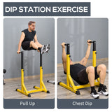 HOMCOM 83.5L x 71.5W x 126H cm Dip Station Chin Up Parallel Bars Pull Up Power Tower Home Gym Workout Bicep Tricep Fitness Equipment Height Adjustable