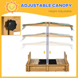 Outsunny Wooden Sandpit with Adjustable Canopy Light Brown