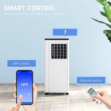 HOMCOM 9,000 BTU App-Controlled Mobile Air Conditioner, 20m2 Radius - White