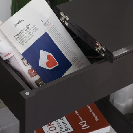 HOMCOM End Table, Narrow Side Table with Flip Top , Shelf, Dark Coffee