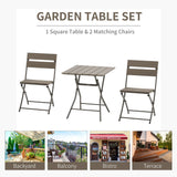 Outsunny 3 Piece Foldable Garden Bistro Set Patio Furniture Set with Table and 2 Chairs for Conservatory Balcony Terrace, Grey