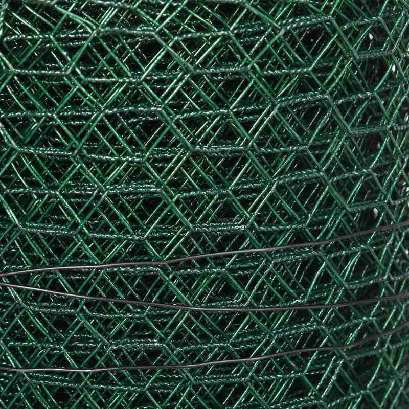 PawHut 1m x 25m Chicken Wire Mesh, Foldable PVC Coated Welded Garden Fence, Roll Poultry Netting, for Rabbits, Ducks, Geese - Dark Green