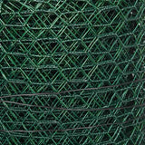 PawHut 1m x 25m Chicken Wire Mesh, Foldable PVC Coated Welded Garden Fence, Roll Poultry Netting, for Rabbits, Ducks, Geese - Dark Green