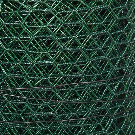 PawHut 1m x 25m Chicken Wire Mesh, Foldable PVC Coated Welded Garden Fence, Roll Poultry Netting, for Rabbits, Ducks, Geese - Dark Green