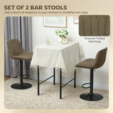 HOMCOM Set of Two Linen-Look Bar Stools - Brown