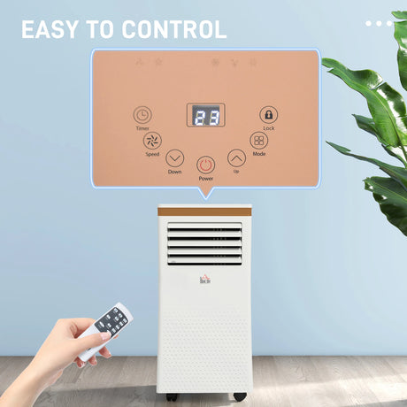 HOMCOM 9000 BTU Air Conditioning Unit, 3-in-1 Portable Air Conditioner, Dehumidifier, Cooling Fan with Remote, LED Display, 2 Speeds, 24H Timer, Window Venting Kit, 28m2