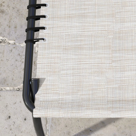 Outsunny Foldable Sun Lounger, Outdoor 4 Level Adjustable Backrest Reclining Chaise Chair, Steel Frame Recliner Chair for Camping, Hiking, Cream White