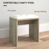 HOMCOM Dressing Table and Stool Set, with Storage - Wood-Effect