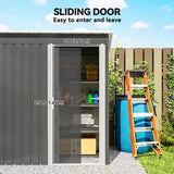 Outsunny 5 x 3ft Garden Storage Shed with Sliding Door and Sloped Roof Outdoor Equipment Tool, Light Grey