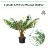 Outsunny 60cm/2FT Artificial Palm Tree Decorative Plant 8 Leaves with Nursery Pot, Fake Tropical Tree for Indoor Outdoor Décor