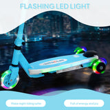 AIYAPLAY Electric Scooter for Kids Aged 4-7 Years, with Flashing LED Lights, Rear Auxiliary Wheels, Blue