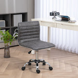 HOMCOM Adjustable Swivel Office Chair with Armless Mid-Back in Microfibre Cloth and Chrome Base - Grey