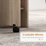 HOMCOM Folding Dining Table, Drop Leaf Table for Small Spaces with 2-tier Shelves, Small Kitchen Table with Rolling Casters, Natural