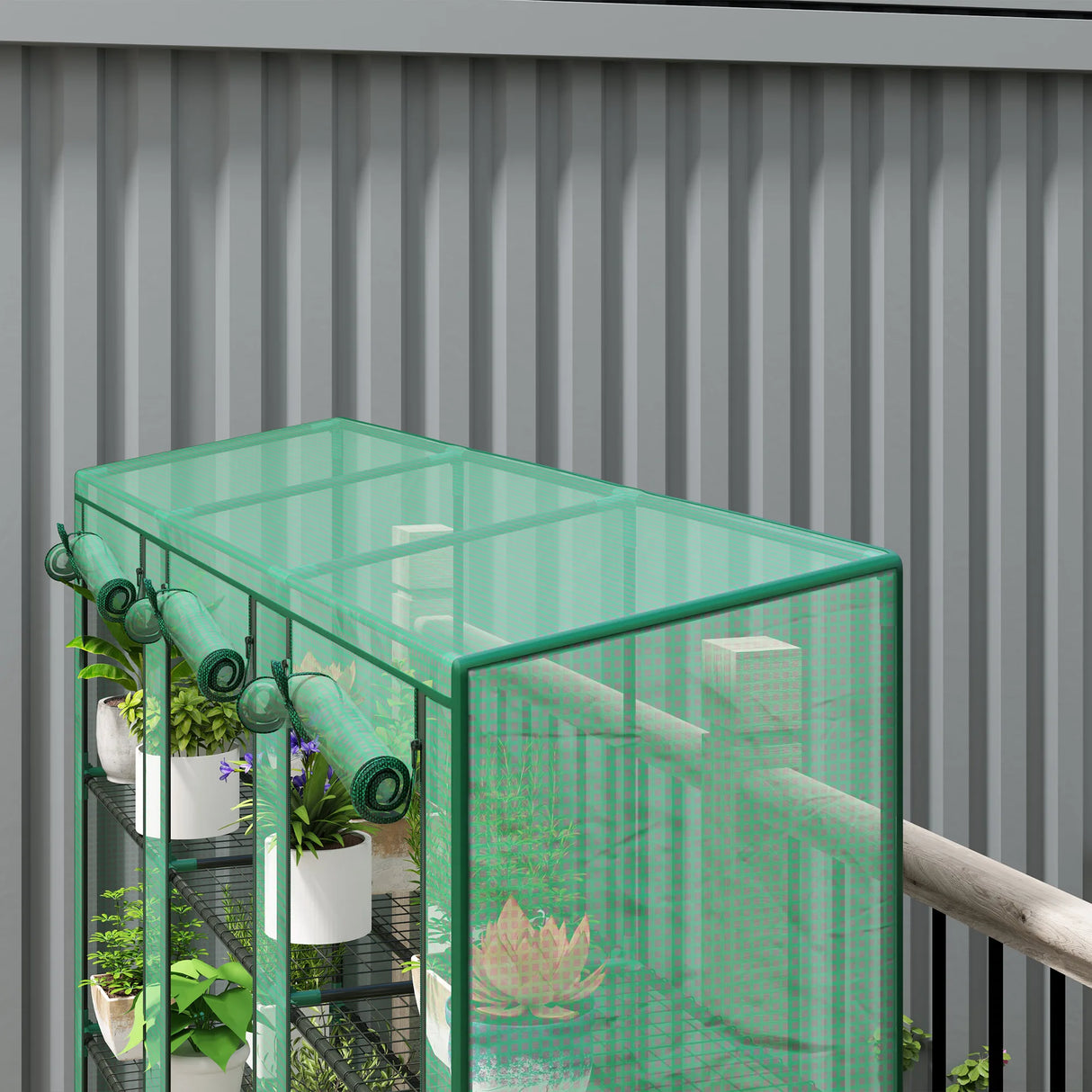 Outsunny 46 x 215cm Nine-Shelf Greenhouse - Green
