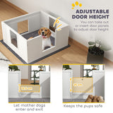 PawHut Whelping Box for Dogs with Whelping Pad, Adjustable Entrance, Non-slip Foot Pads, for Medium Dogs, 100 x 96cm