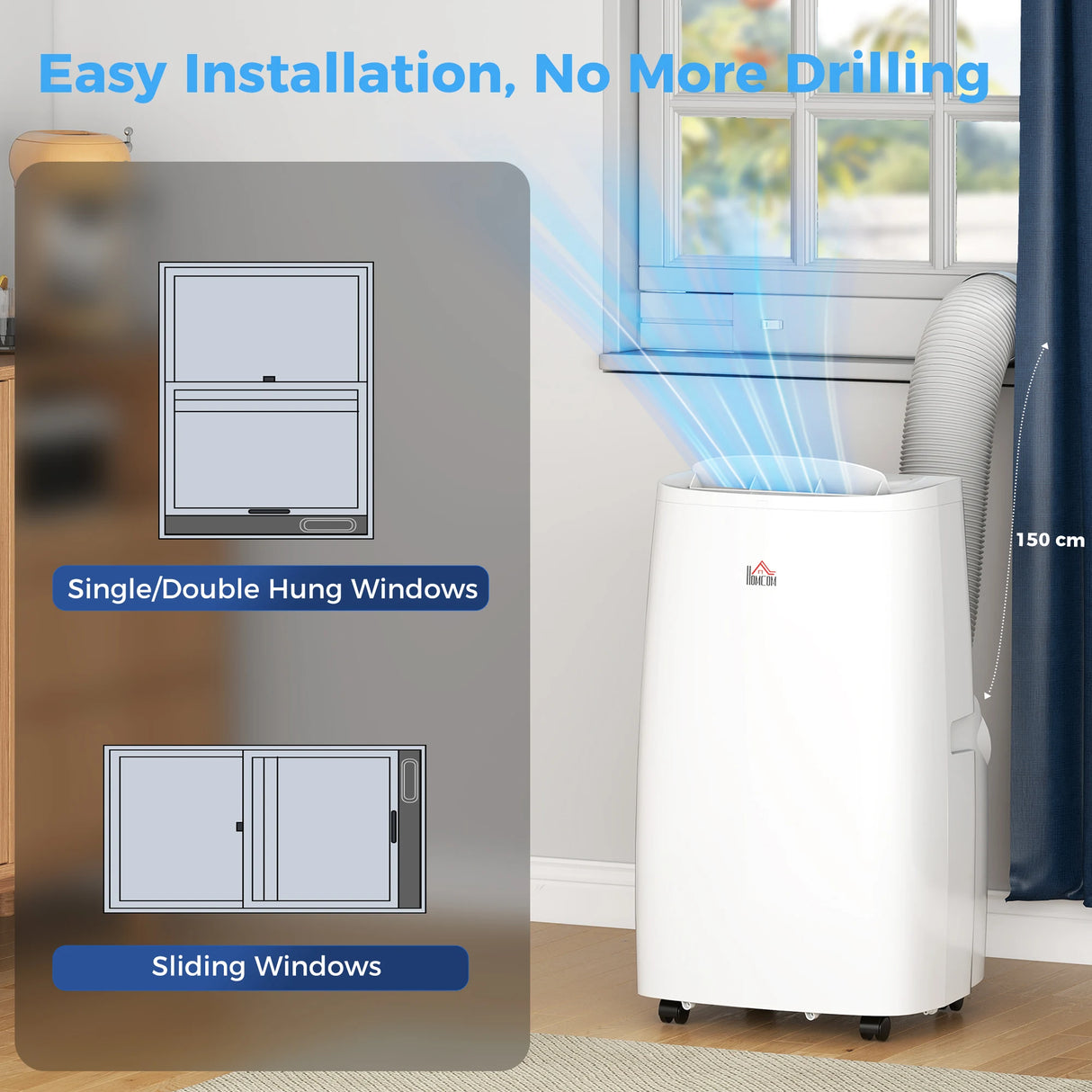 HOMCOM 14000 BTU Multi-Mode Mobile Air Conditioner, with Mounting Kit