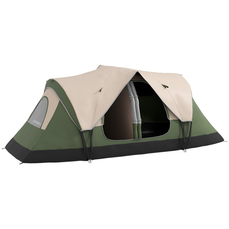 Outsunny Camping Tent for 6-8 Man with 2000mm Waterproof Rainfly and Carry Bag for Fishing Hiking Festival, Dark Green