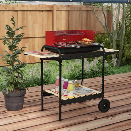 Outsunny Charcoal BBQ, with Five Position Grill Grate - Red