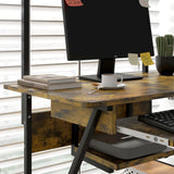 HOMCOM Multi-Storage Work Desk, with Sliding Keyboard Tray - Brown/Black