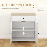 HOMCOM Rolling Kitchen Island with Drop Leaf, Kitchen Storage Cart with Drawer, Spice Rack and Towel Rack, White