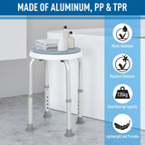 HOMCOM 360° Swivel Shower Chair, Height Adjustable Aluminium Shower Stool with Non-Slip Feet for Disabled, Elderly, Blue