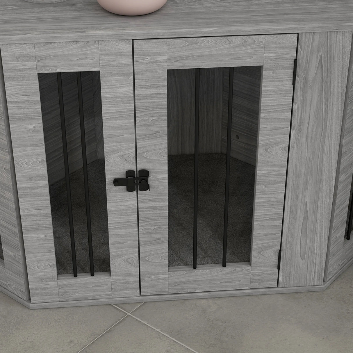 PawHut 2 in 1 Dog Crate Furniture Side Table with Cushion for Medium Dogs, 104 x 55 x 63cm - Grey