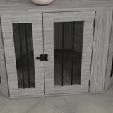 PawHut 2 in 1 Dog Crate Furniture Side Table with Cushion for Medium Dogs, 104 x 55 x 63cm - Grey