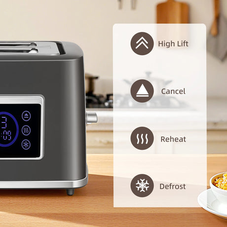 HOMCOM Touch Screen Kettle and Toaster Set - Grey