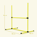 PawHut 4 Pieces Dog Agility Training Equipment, Adjustable Height Jumps Hurdle with Carrying Bag for Outdoor, Yellow