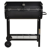 Outsunny Steel 2-Grill Charcoal BBQ w/ Wheels Black