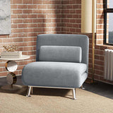 HOMCOM Single Velvet-Feel Sleeper Chair - Grey