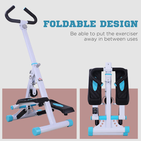 HOMCOM Stepper w/ Handle Hand Grip Workout Fitness Machine For Fitness Aerobic Exercise Home Gym White