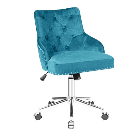 Tufted Upholstered Swivel Computer Desk Chair-Turquoise