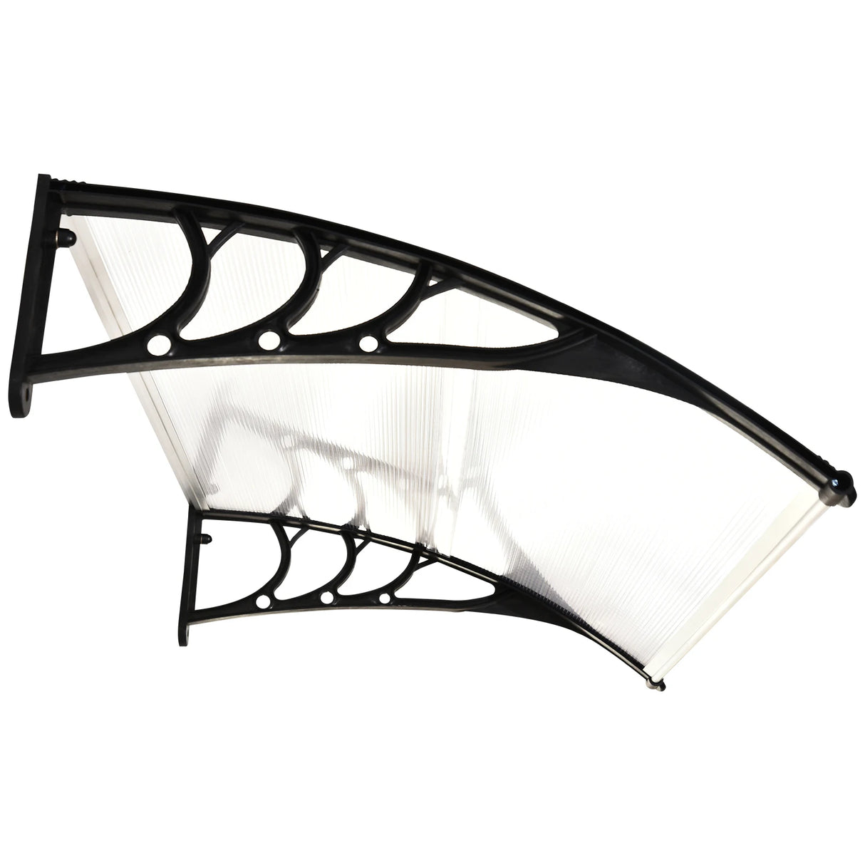 Outsunny Front Door Canopy Outdoor Awning Aluminium Rigid Plastic Polycarbonate Rain Shelter UV Water Rain Resistant 120 x 75cm White