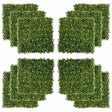 Outsunny 12PCS Artificial Boxwood Wall Panels 50cm x 50cm Grass Privacy Fence Screen Faux Hedge Greenery Backdrop Encrypted Milan Grass with White Flowers for Home Garden Backyard Balcony