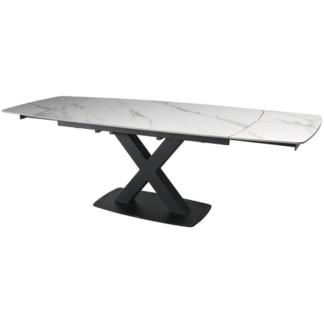 Large Extending Dining Table 160-240cm - In White Stone