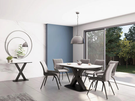 Large Extending Dining Table 160-240cm - In White Stone