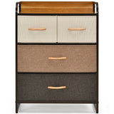 4-Drawer Tower Steel Frame Wooden Top Dresser Storage with 3-Tier Organizer
